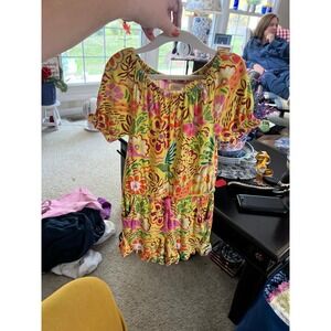 Boden kids Girls yellow summer Floral animal print bright Romper size 6-7